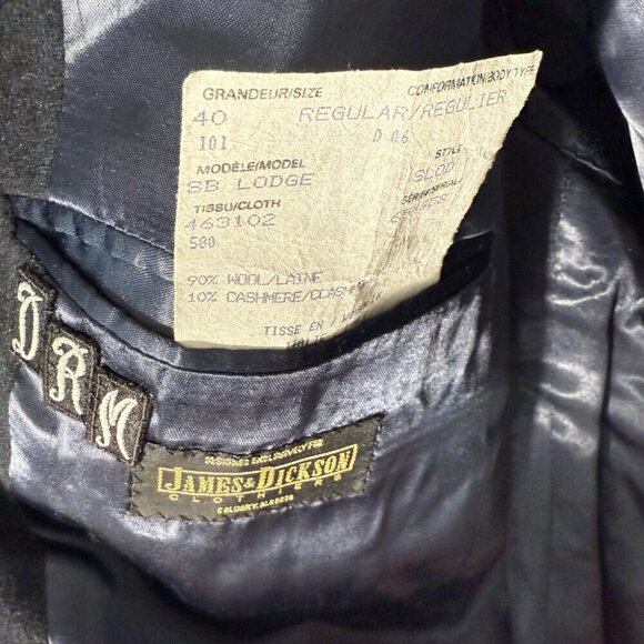 Samuelsohn Men's Navy Wool Cashmere  Long Coat Classic Minimalist Size 40 - Picture 8 of 10